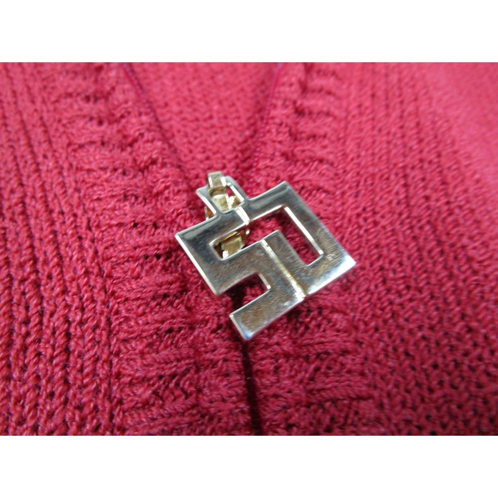 St John Sport Marie Gray Red Knit Zip Up Hoodie Gold Logo Zipper Pull Womens - Picture 4 of 12